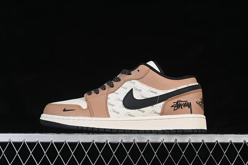 All Categories Air Jordan Jordan Series Basketball Shoes Air Jordan 1 Low Air Jordan 1 Low AJ1 Joe 1 Stussy Joint Beige Brown Black High-end Customized Low-top Retro Basketball Shoes LL8888-003